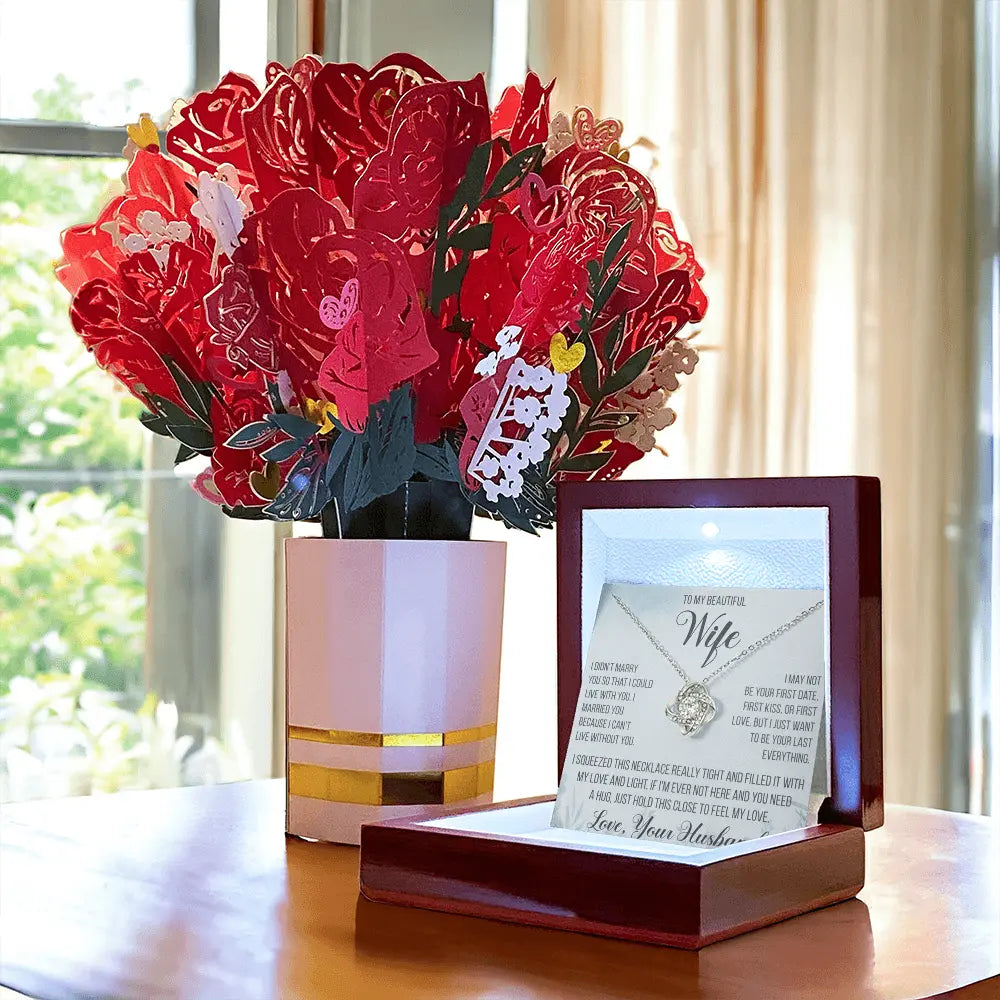 The “She'll Never Forget This” Love Knot Necklace + Devotion Bouquet Gift Bundle Set for Wife/Soulmate ShineOn Fulfillment
