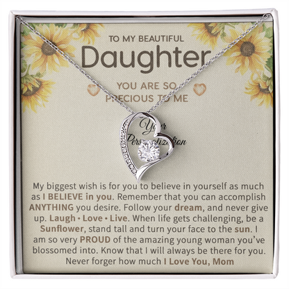 To My Beautiful Daughter – Sunflower Encouragement Necklace