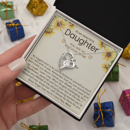To My Beautiful Daughter – Sunflower Encouragement Necklace