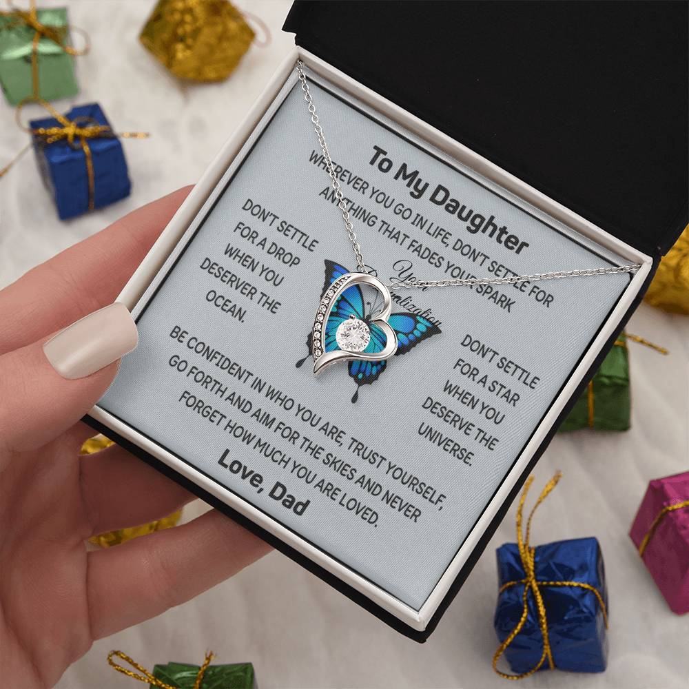 To My Daughter Butterfly Necklace | Don't Settle | Love, Dad