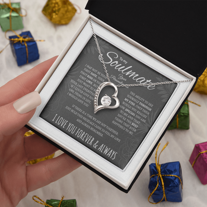 To My Wife and Soulmate Forever Love Necklace | “I Love You Forever & Always” Message Card
