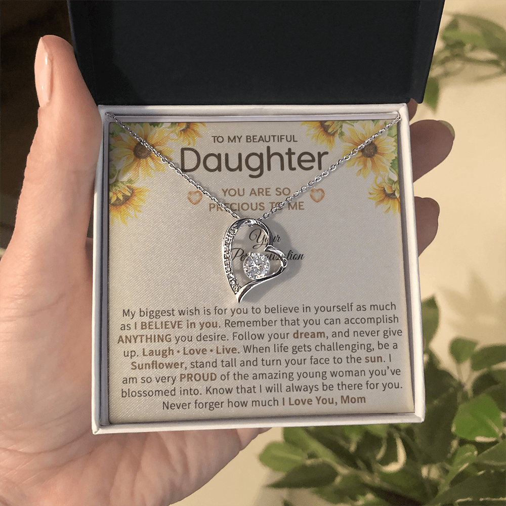 To My Beautiful Daughter – Sunflower Encouragement Necklace