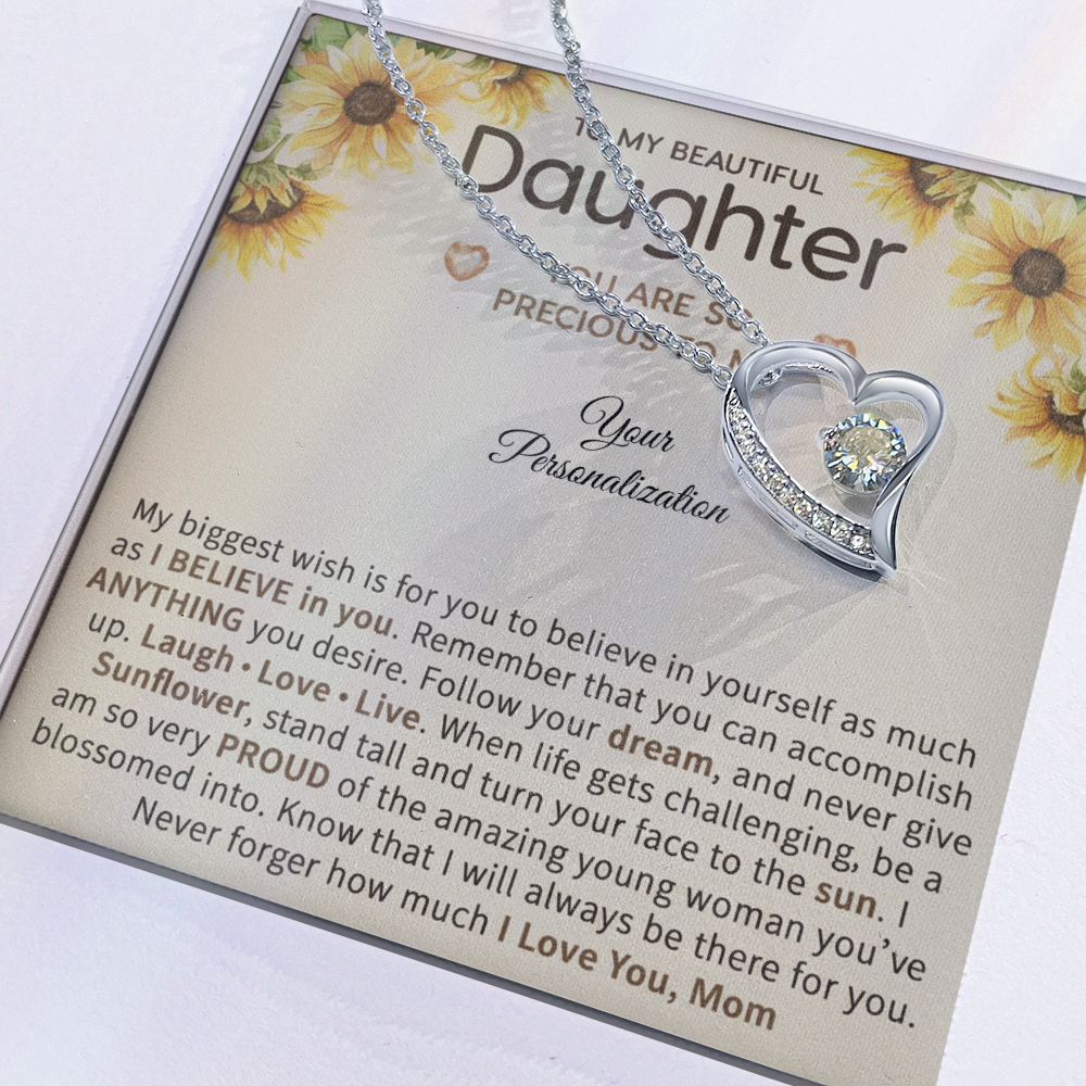 To My Beautiful Daughter – Sunflower Encouragement Necklace