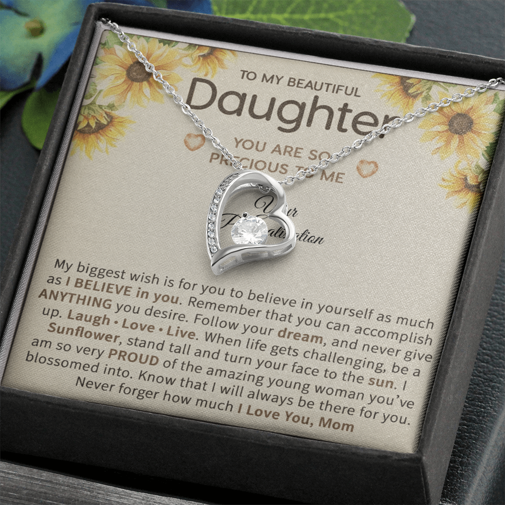 To My Beautiful Daughter – Sunflower Encouragement Necklace
