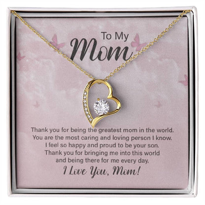 To My Mom – Forever Love Necklace – “Thank You for Everything” Message Card Gift from Son
