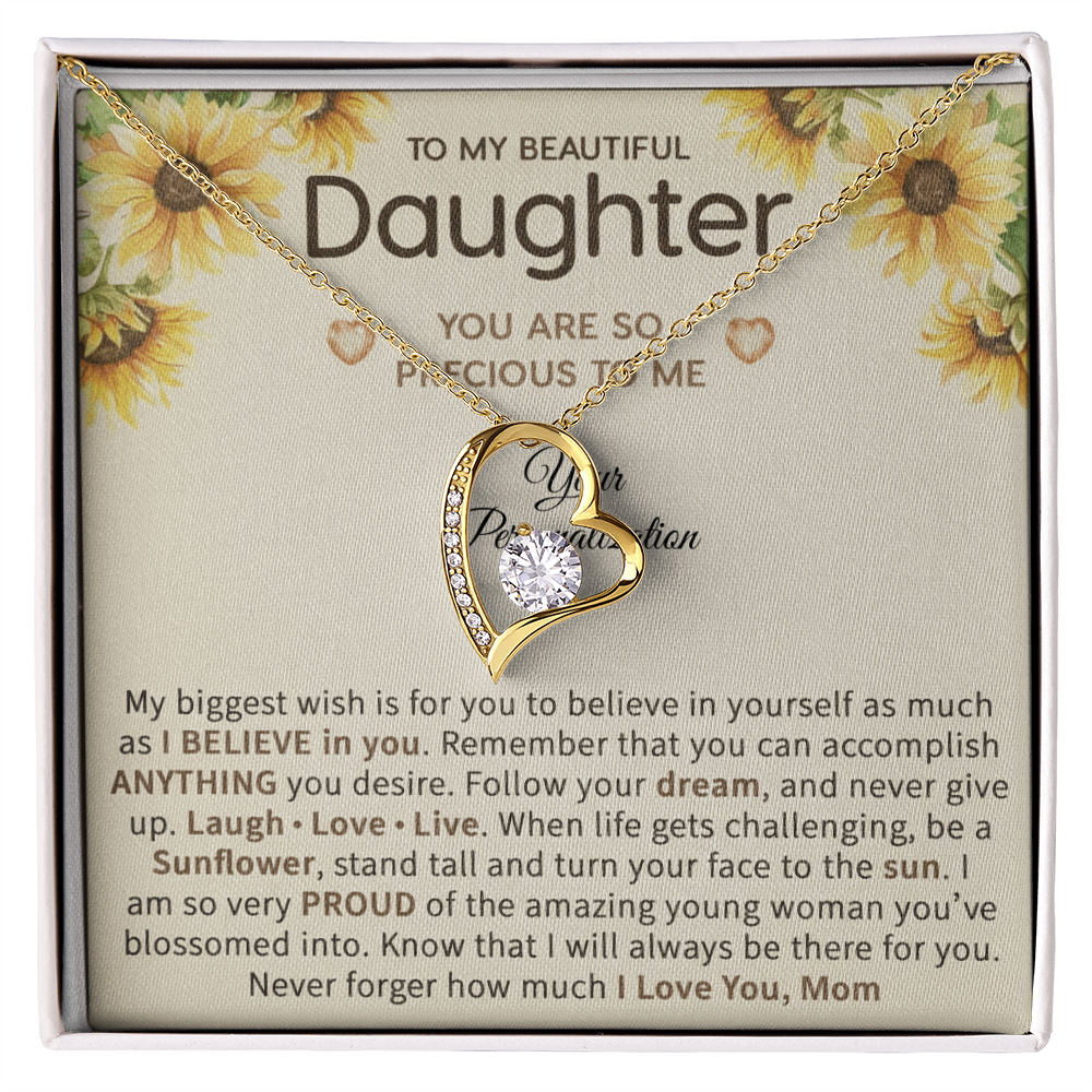 To My Beautiful Daughter – Sunflower Encouragement Necklace