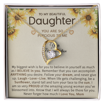 To My Beautiful Daughter – Sunflower Encouragement Necklace