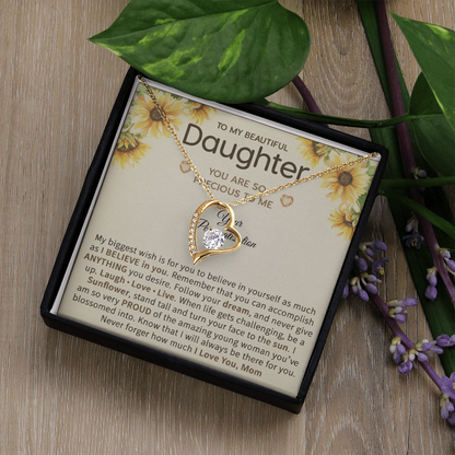 To My Beautiful Daughter – Sunflower Encouragement Necklace