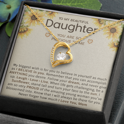 To My Beautiful Daughter – Sunflower Encouragement Necklace