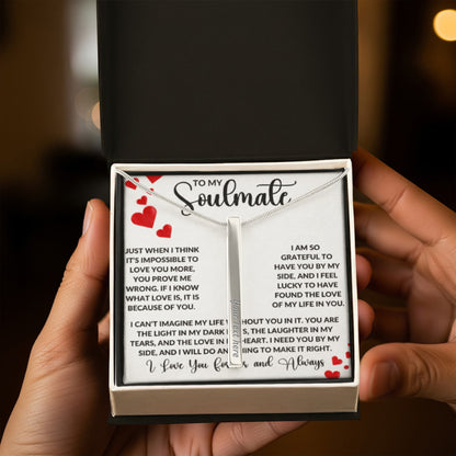 To My Soulmate – Personalized Engraved 4-Sided Stick Necklace