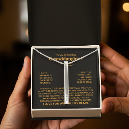 To My Beautiful Granddaughter – Personalized Engraved 4-Sided Stick Necklace