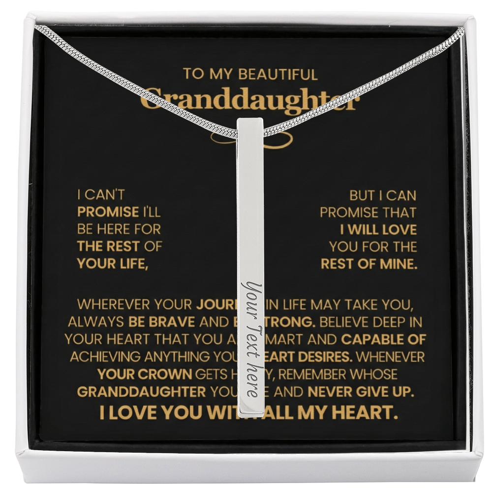 To My Beautiful Granddaughter – Personalized Engraved 4-Sided Stick Necklace