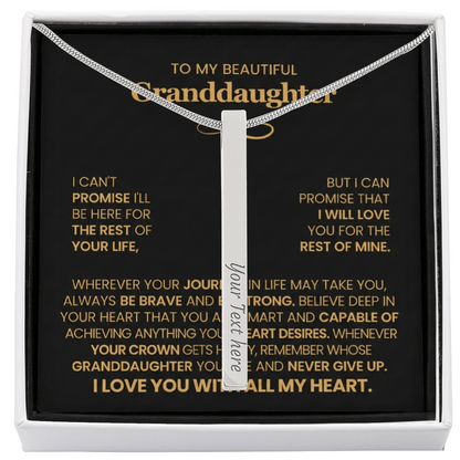 To My Beautiful Granddaughter – Personalized Engraved 4-Sided Stick Necklace