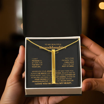 To My Beautiful Granddaughter – Personalized Engraved 4-Sided Stick Necklace