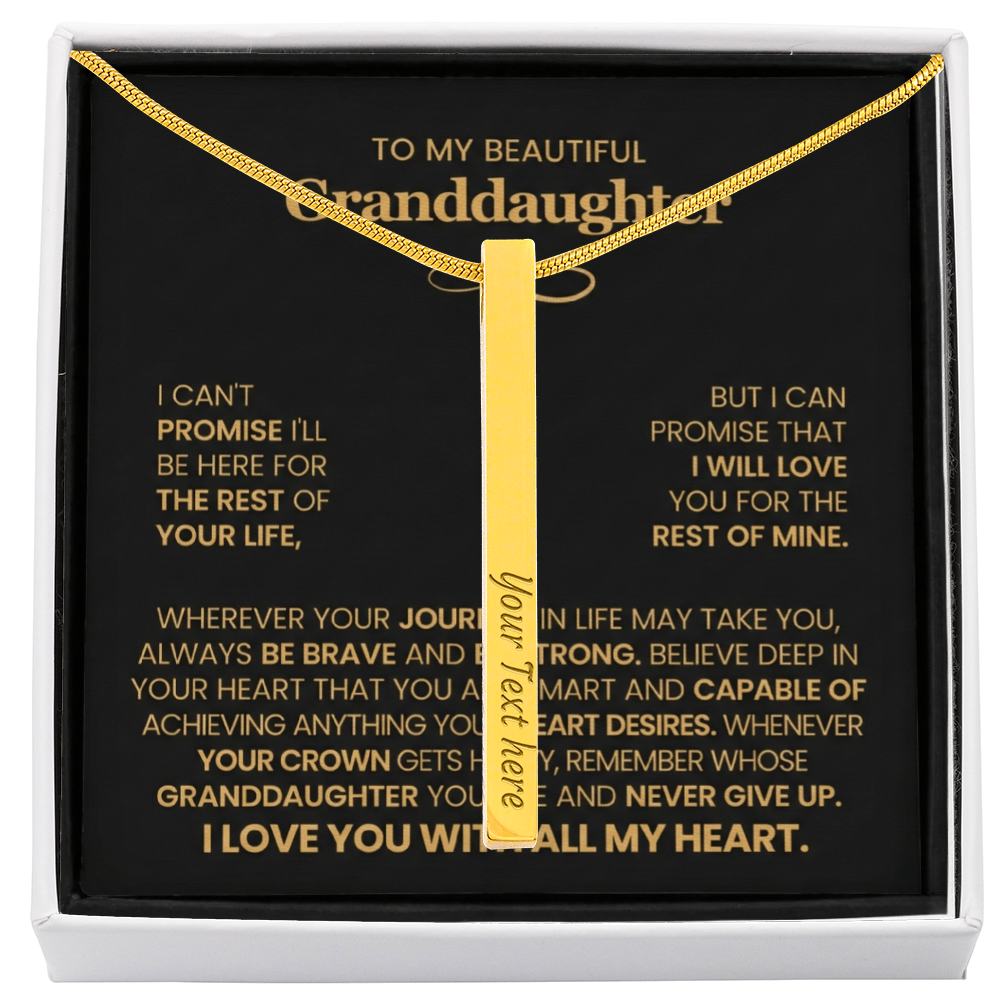 To My Beautiful Granddaughter – Personalized Engraved 4-Sided Stick Necklace
