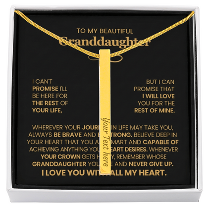 To My Beautiful Granddaughter – Personalized Engraved 4-Sided Stick Necklace