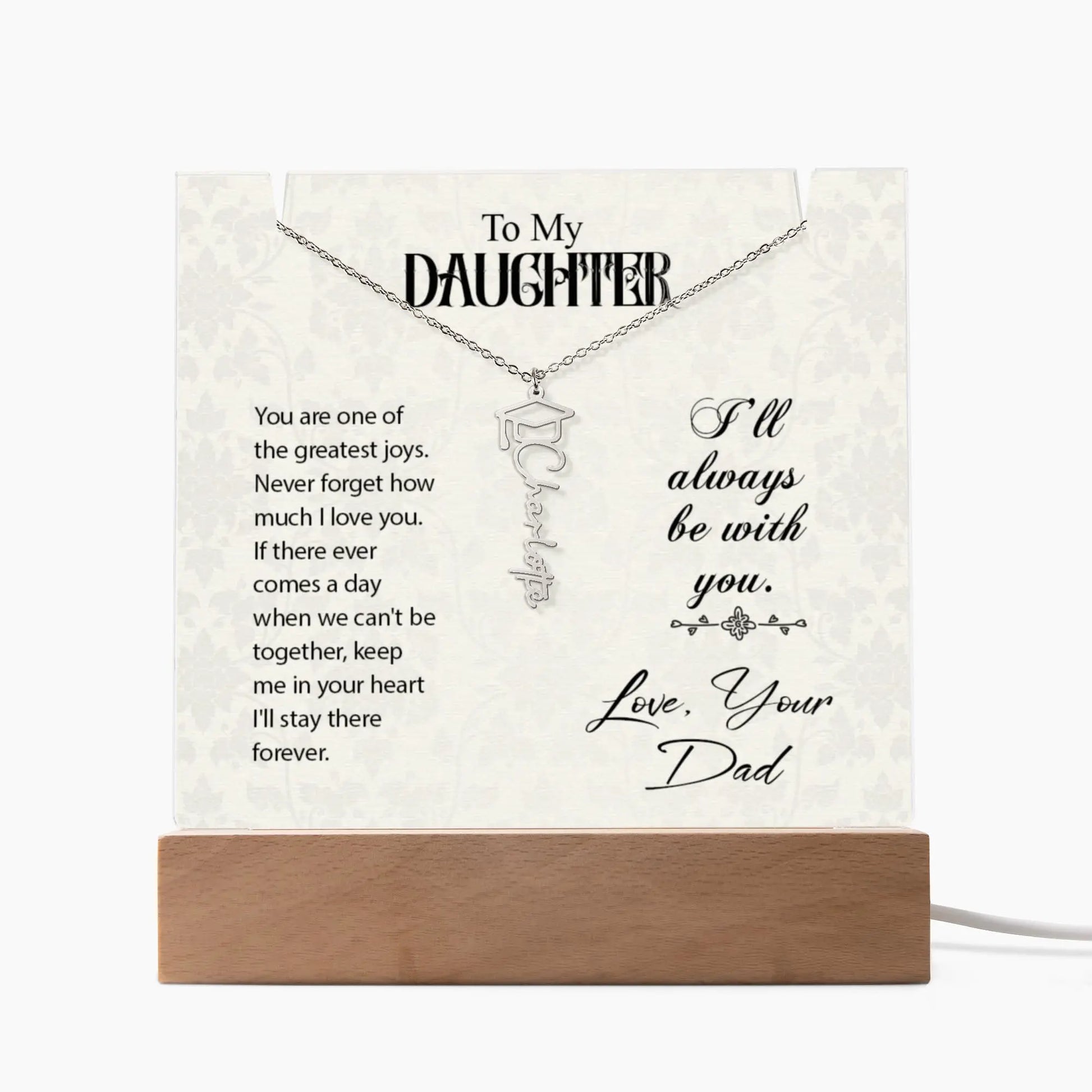 Daughter Graduation Cap Name Necklace ShineOn Fulfillment