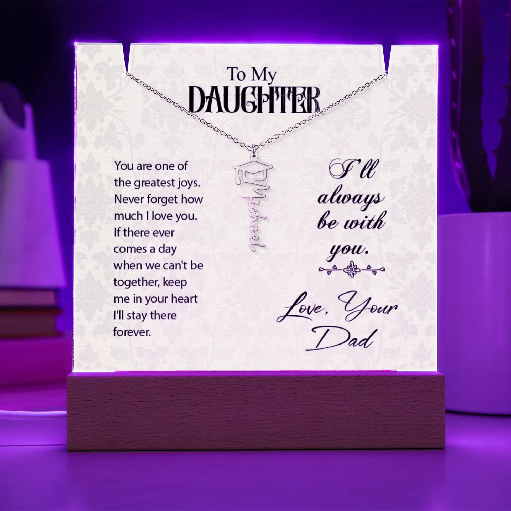 Daughter Graduation Cap Name Necklace ShineOn Fulfillment
