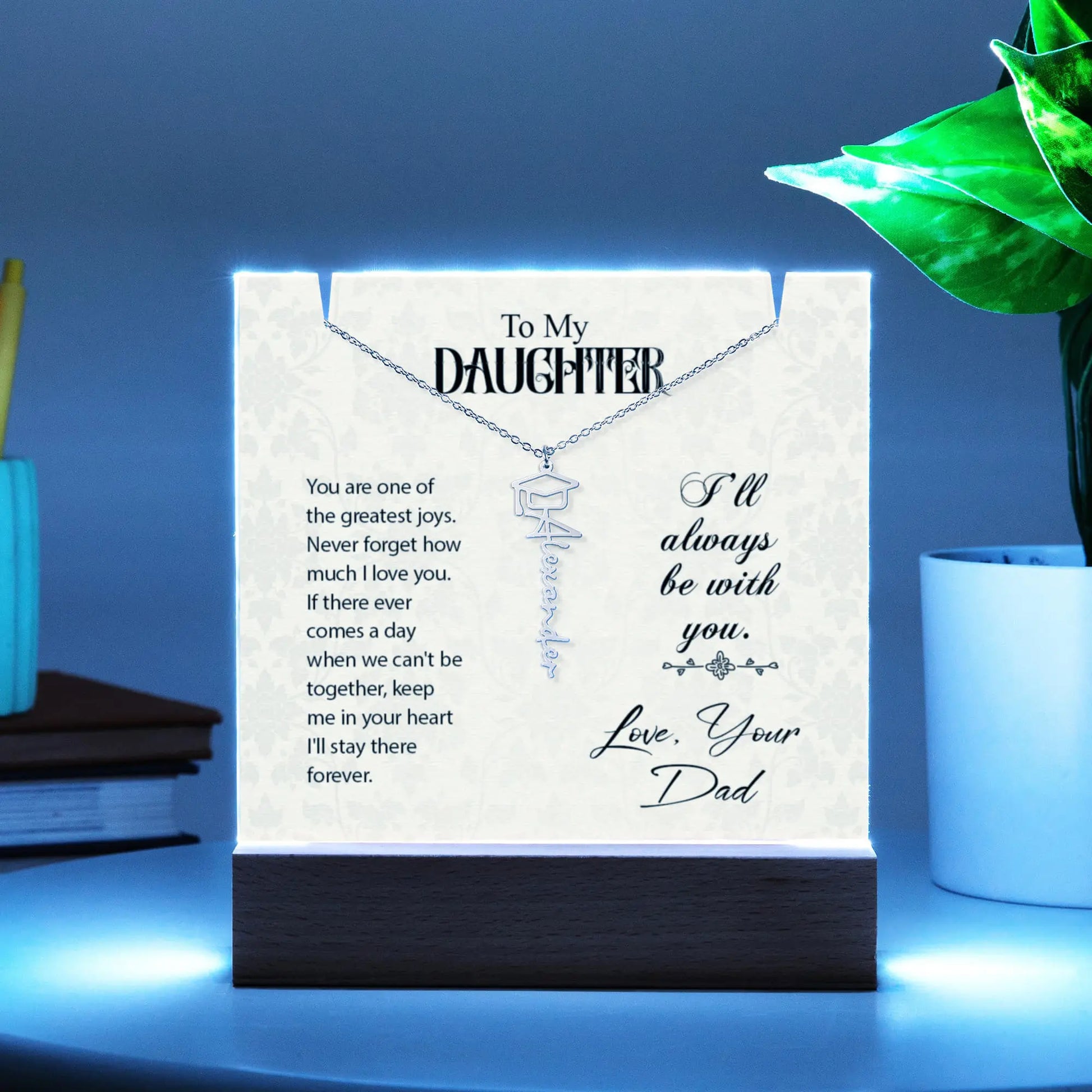 Daughter Graduation Cap Name Necklace ShineOn Fulfillment