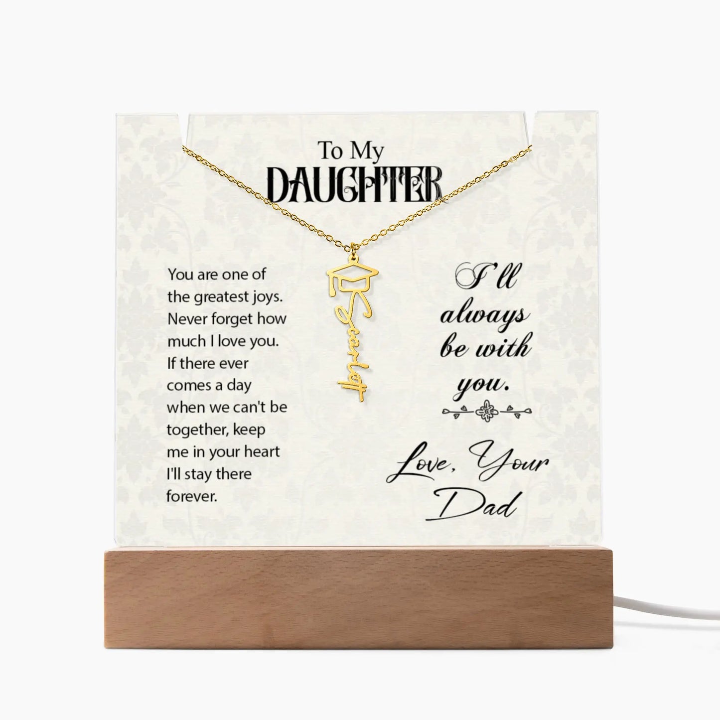 Daughter Graduation Cap Name Necklace ShineOn Fulfillment