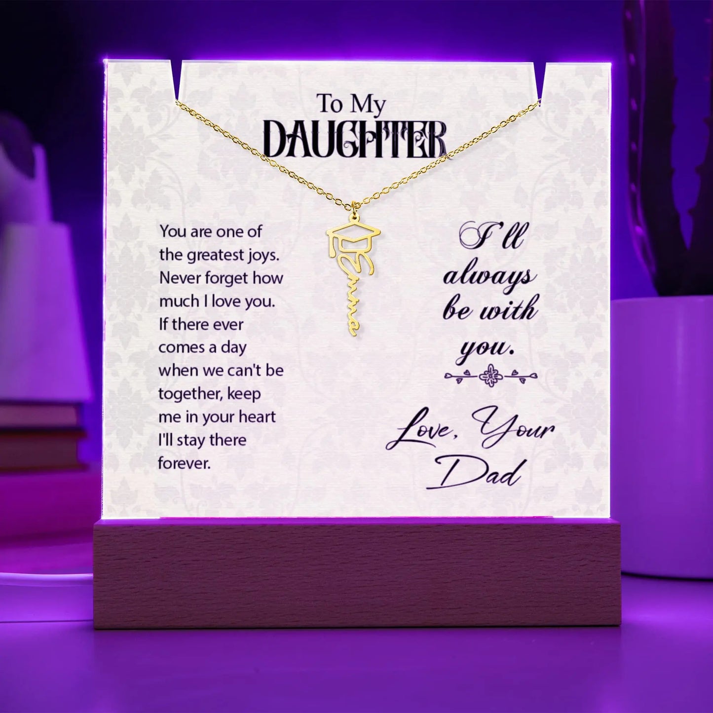 Daughter Graduation Cap Name Necklace ShineOn Fulfillment