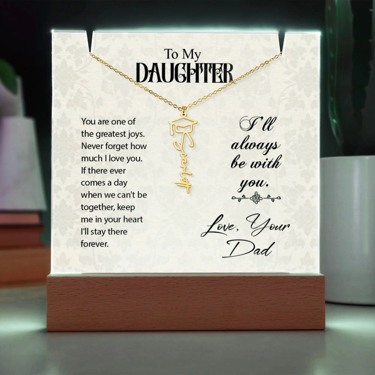 Daughter Graduation Cap Name Necklace ShineOn Fulfillment
