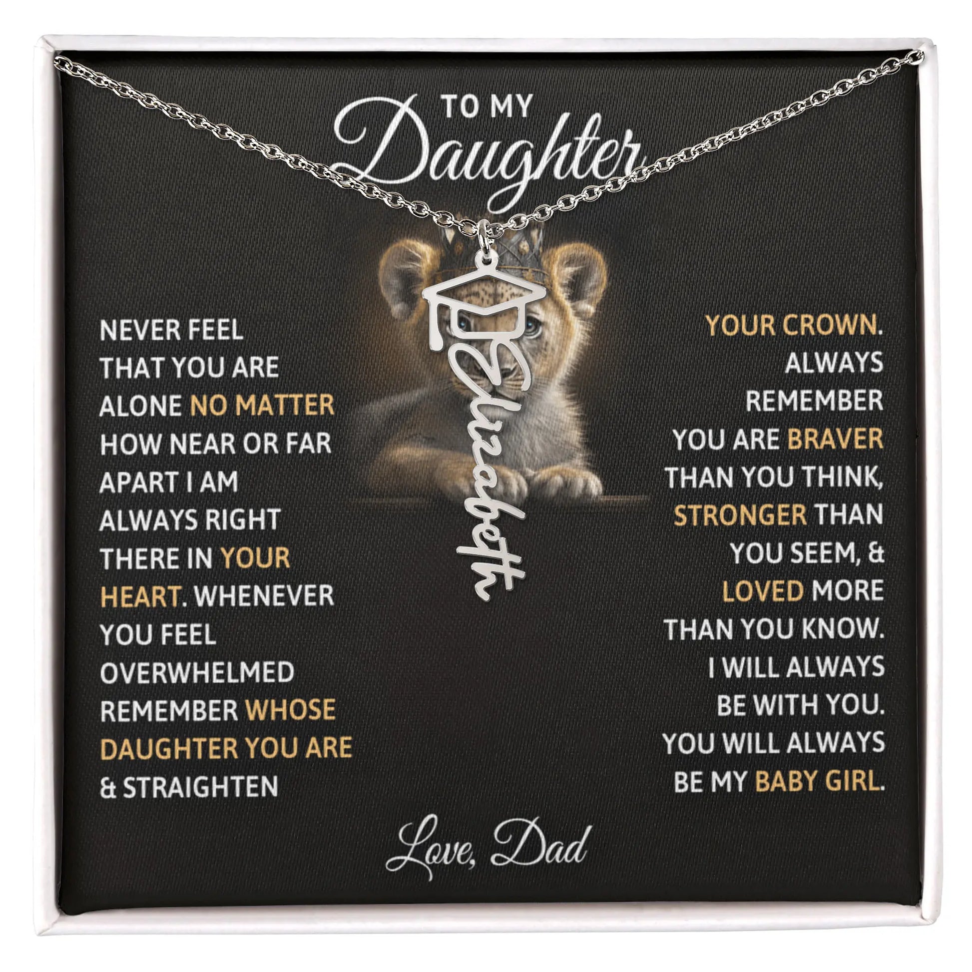 Personalized Name Necklace Daughter- Graduation New Chapter Gift ShineOn Fulfillment