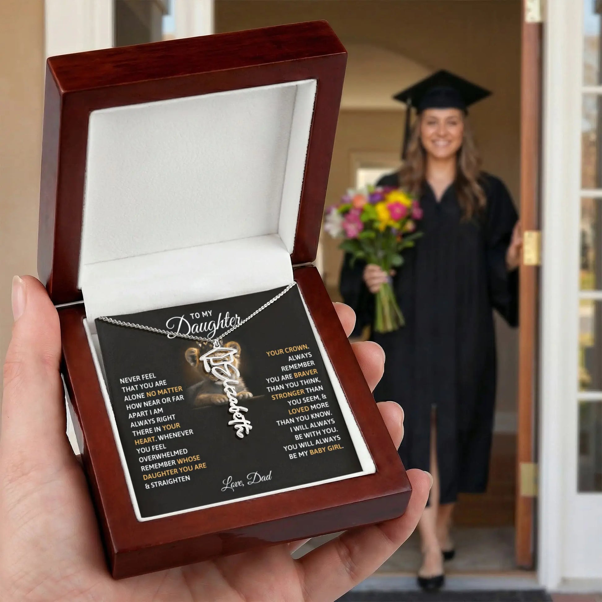 Personalized Name Necklace Daughter- Graduation New Chapter Gift ShineOn Fulfillment
