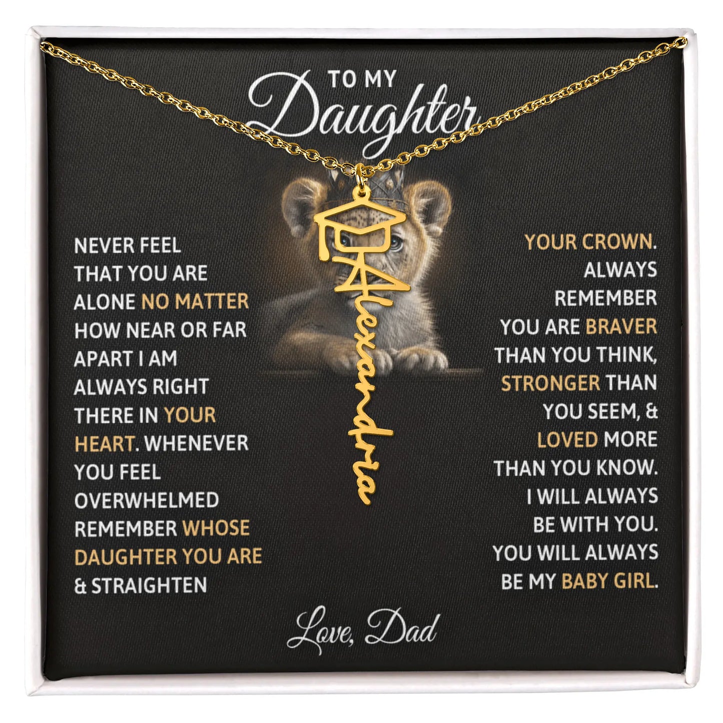 Personalized Name Necklace Daughter- Graduation New Chapter Gift ShineOn Fulfillment