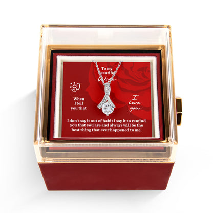 To My Beautiful Wife Alluring Beauty Necklace with Eternal Rose Gift Box