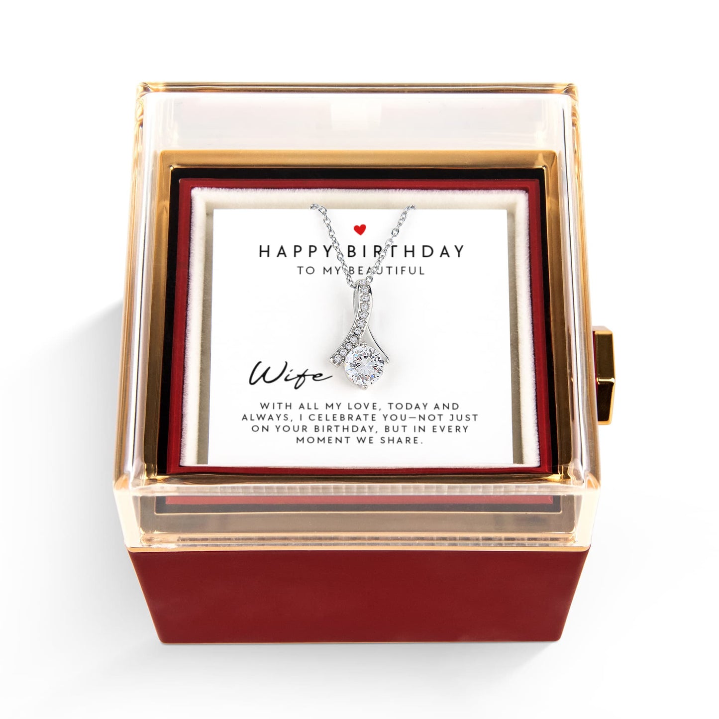 Happy Birthday My Beautiful Wife – Alluring Beauty Necklace with Birthday Message Card