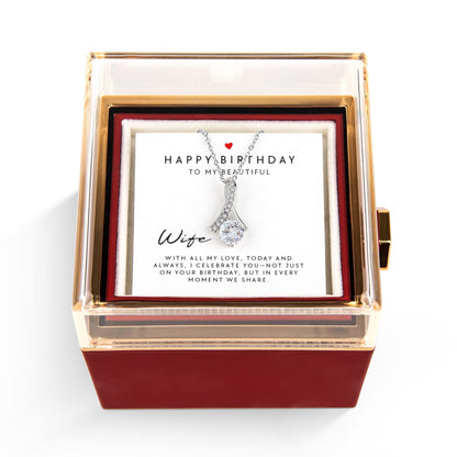 Happy Birthday My Beautiful Wife – Alluring Beauty Necklace with Birthday Message Card