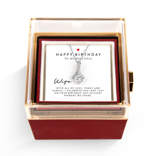 Happy Birthday My Beautiful Wife – Alluring Beauty Necklace with Birthday Message Card