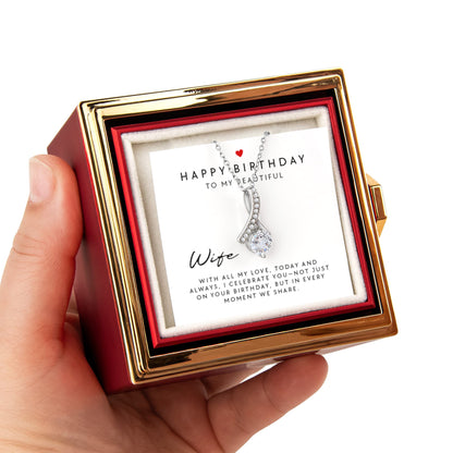 Happy Birthday My Beautiful Wife – Alluring Beauty Necklace with Birthday Message Card