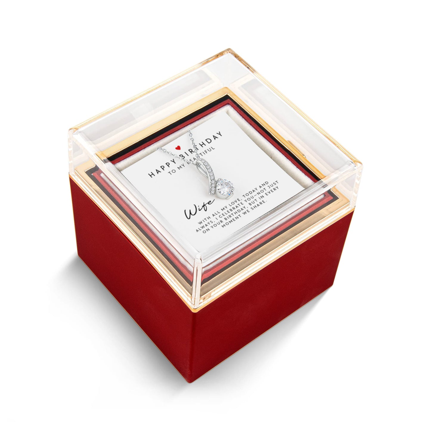 Happy Birthday My Beautiful Wife – Alluring Beauty Necklace with Birthday Message Card