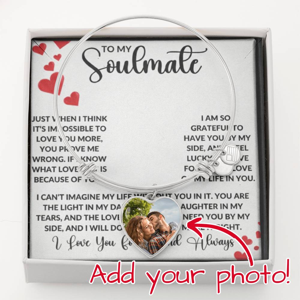 To My Soulmate – Forever Love Heart Bangle Bracelet