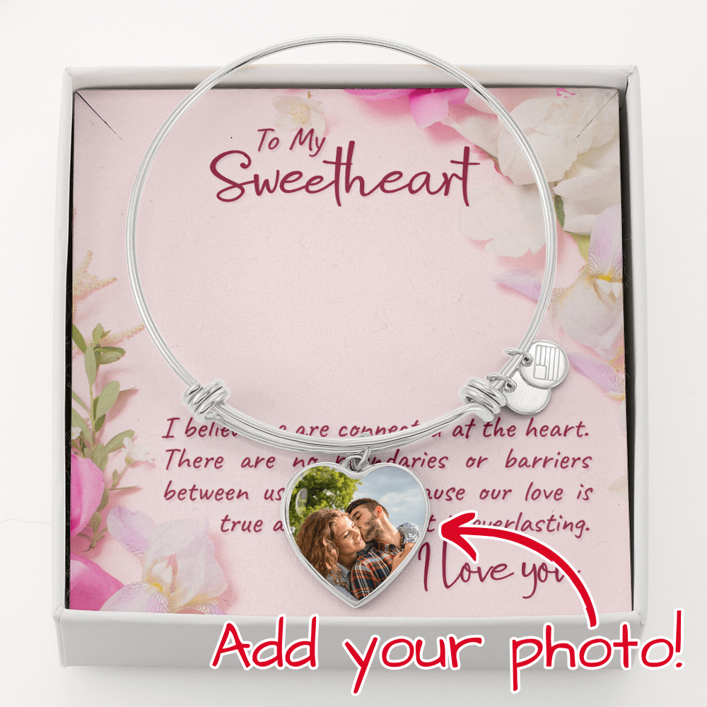 To My Wife, Soulmate, or Girlfriend – Personalized Heart Bangle That Keeps You Close