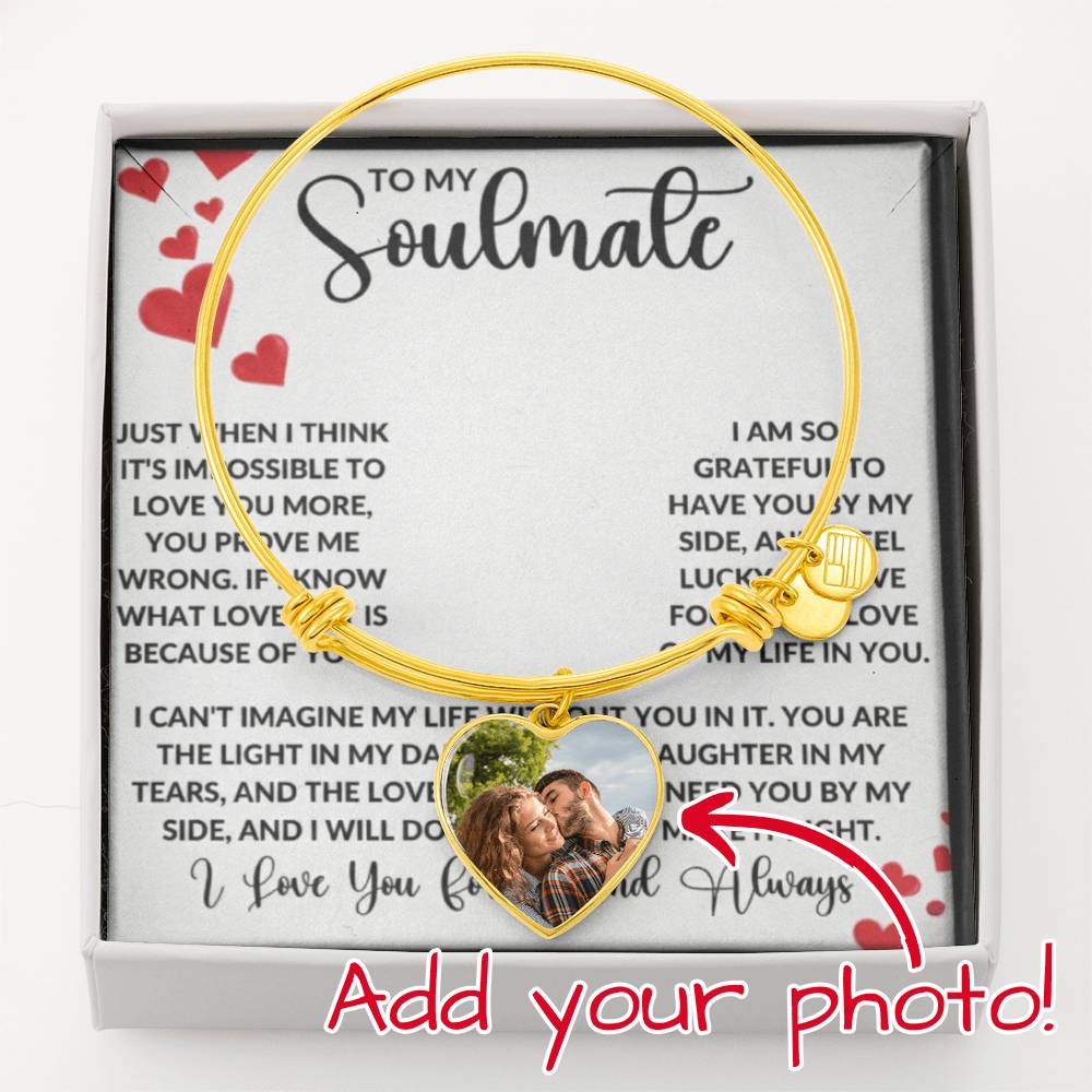 To My Soulmate – Forever Love Heart Bangle Bracelet