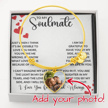 To My Soulmate – Forever Love Heart Bangle Bracelet