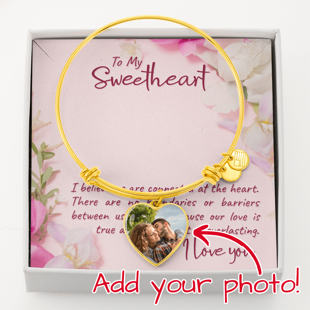 To My Wife, Soulmate, or Girlfriend – Personalized Heart Bangle That Keeps You Close