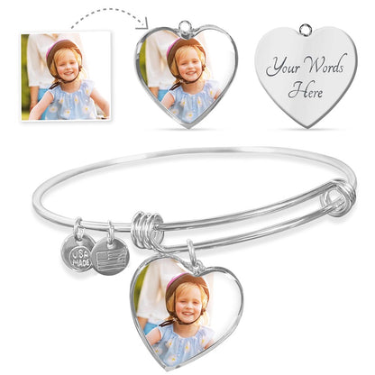 To My Wife, Soulmate, Girlfriend, Daughter, Niece, Mom, or Sister – Personalized Luxury Heart Bangle