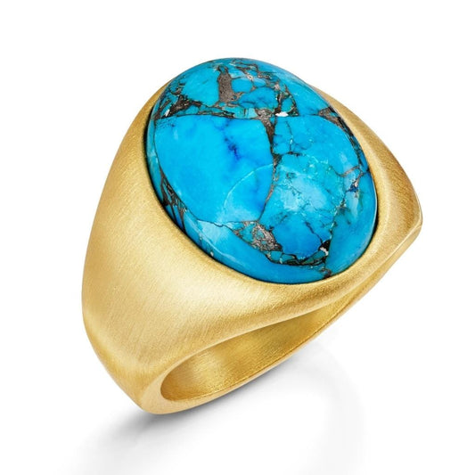 Classic Oval Copper Turquoise Ring Fervor Montreal