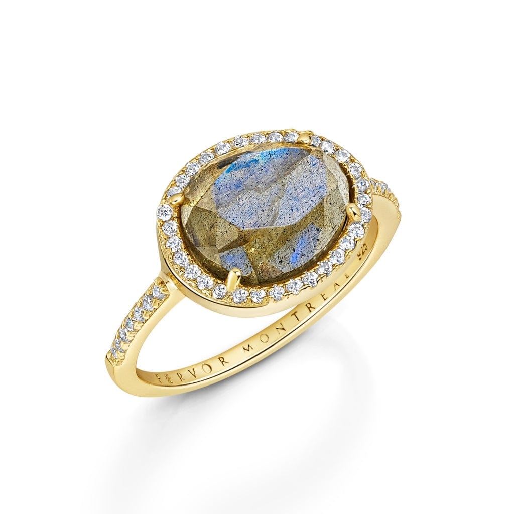 Table Cut Labradorite Halo Ring Fervor Montreal